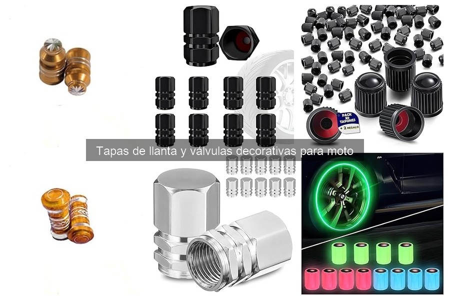 Tipos de tapas de llanta y válvulas decorativas para moto